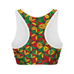 Geometric Reggae Pattern Print Women's Sports Bra