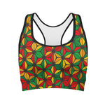 Geometric Reggae Pattern Print Women's Sports Bra