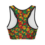 Geometric Reggae Pattern Print Women's Sports Bra