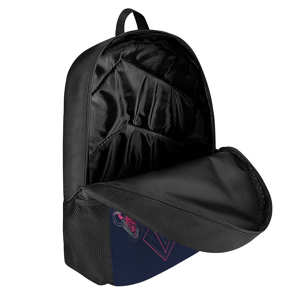Geometric Samurai Mask Print 17 Inch Backpack