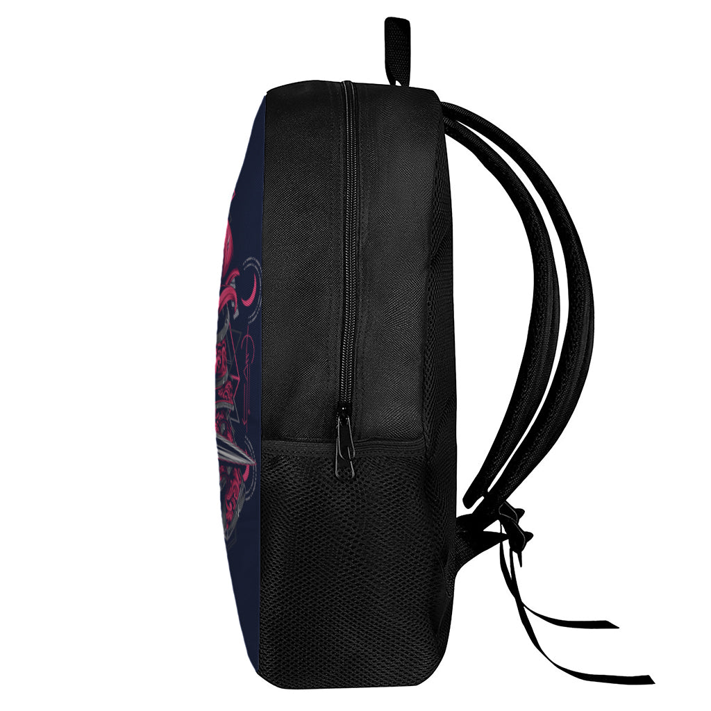 Geometric Samurai Mask Print 17 Inch Backpack