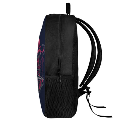 Geometric Samurai Mask Print 17 Inch Backpack
