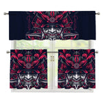 Geometric Samurai Mask Print 3 Piece Kitchen Curtains