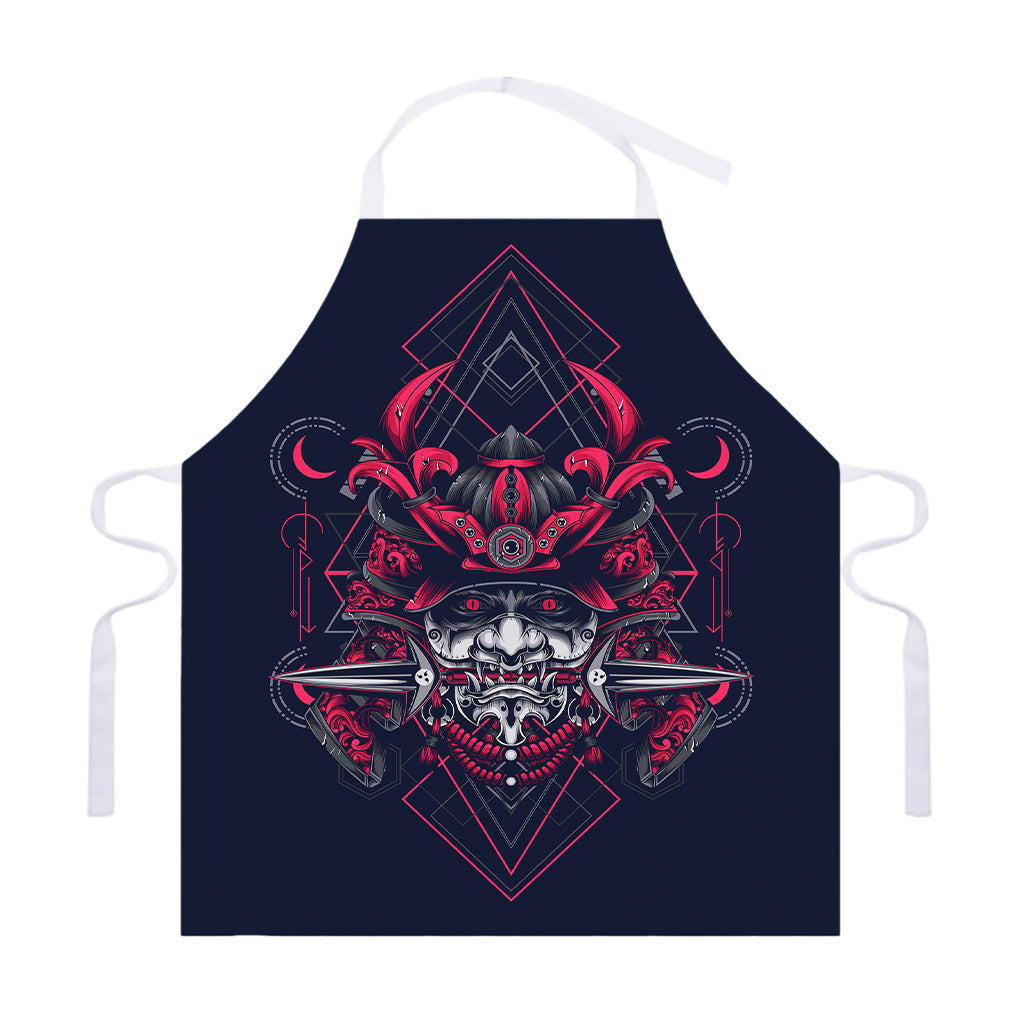 Geometric Samurai Mask Print Adjustable Apron