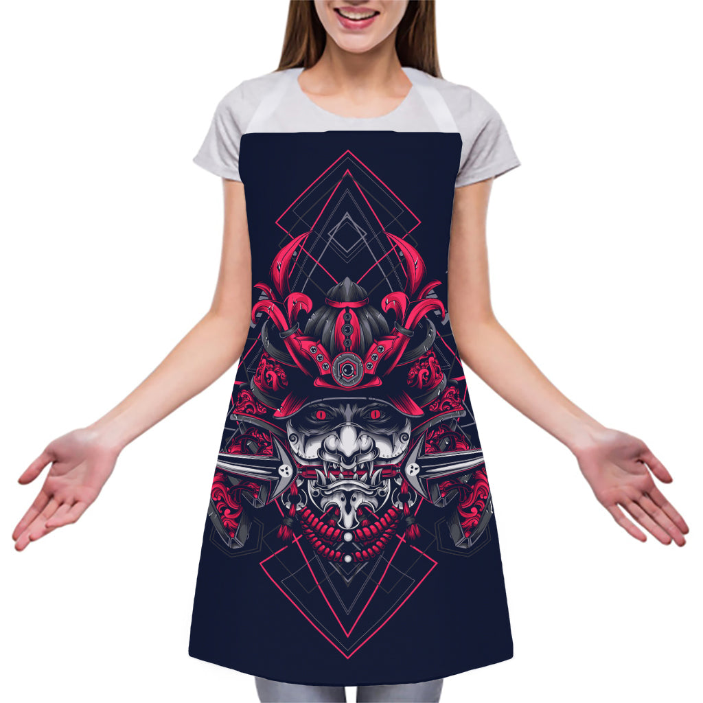 Geometric Samurai Mask Print Adjustable Apron