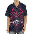 Geometric Samurai Mask Print Aloha Shirt