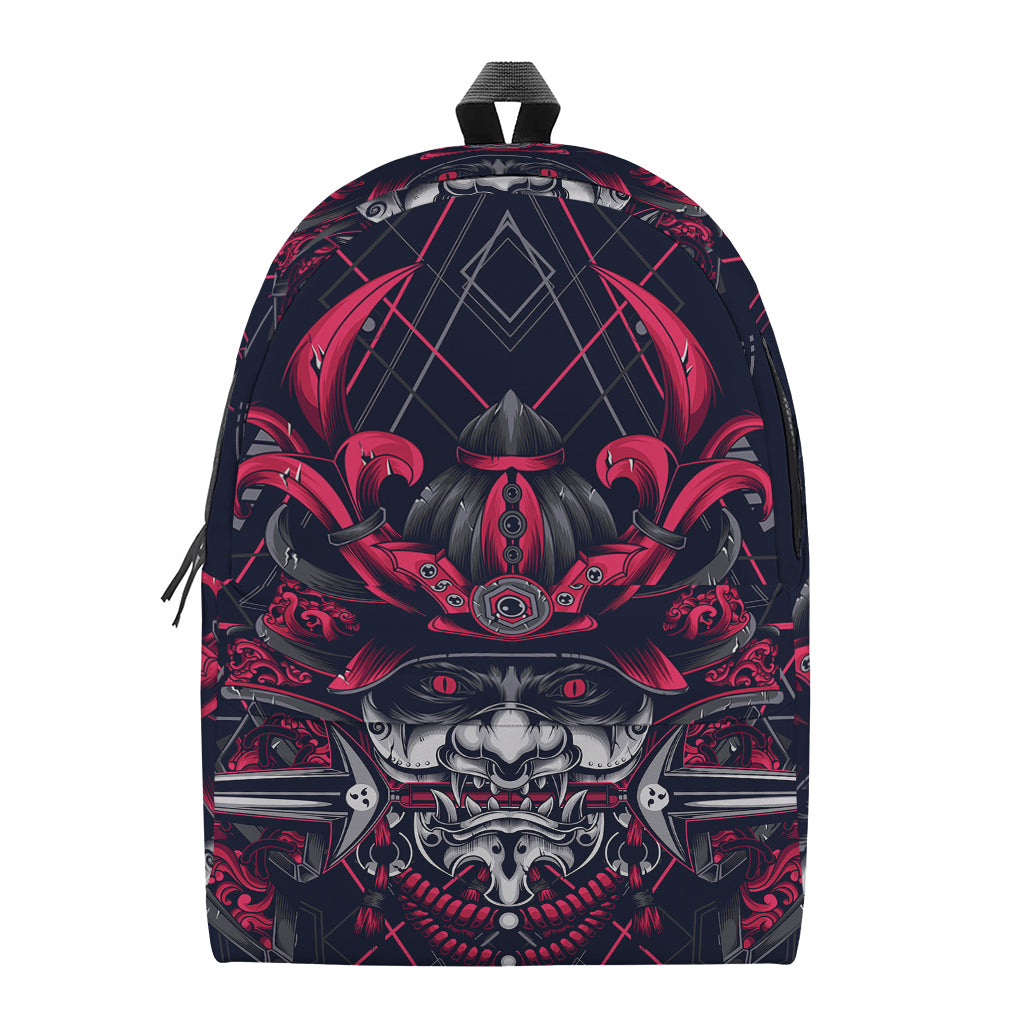 Geometric Samurai Mask Print Backpack