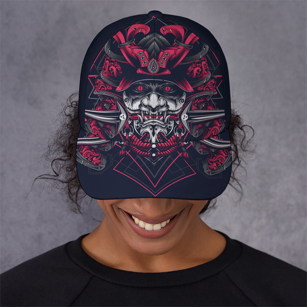 Geometric Samurai Mask Print Baseball Cap