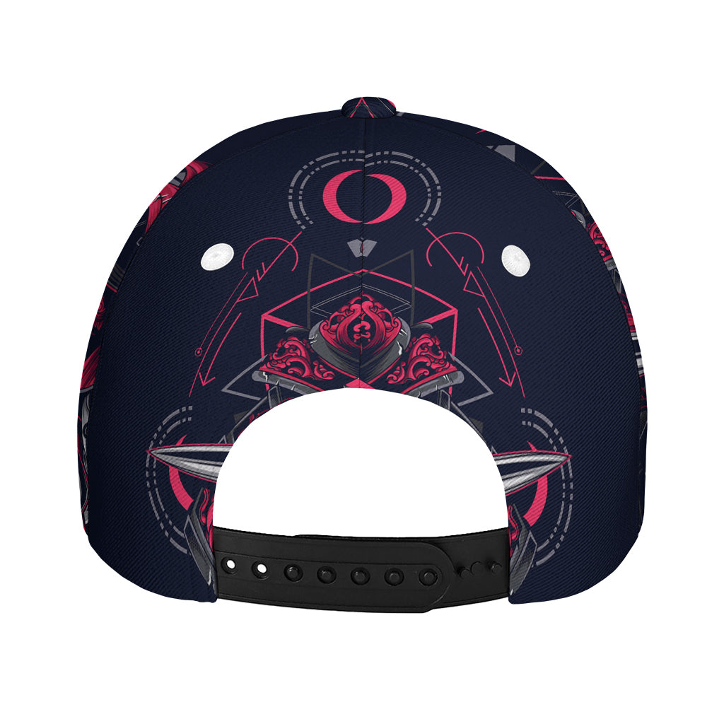 Geometric Samurai Mask Print Baseball Cap