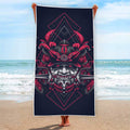 Geometric Samurai Mask Print Beach Towel