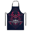 Geometric Samurai Mask Print Bib Apron With Pocket