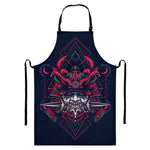 Geometric Samurai Mask Print Bib Apron With Pocket