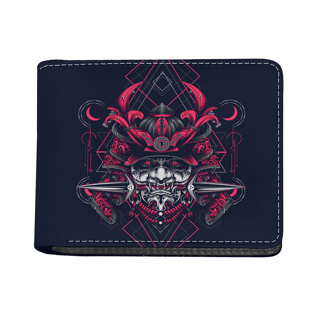 Geometric Samurai Mask Print Bifold Wallet