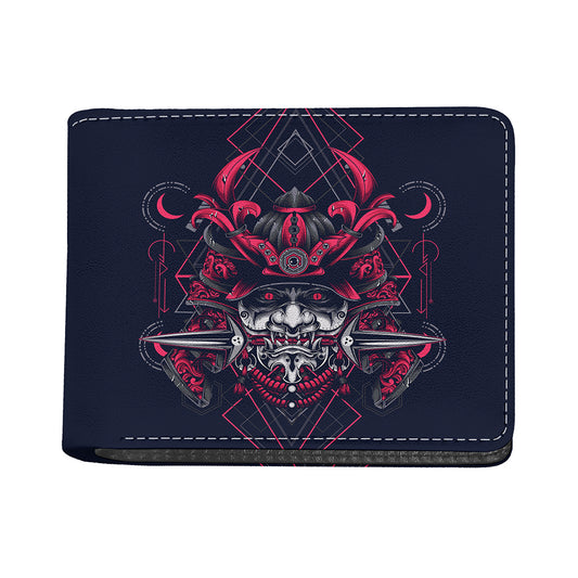 Geometric Samurai Mask Print Bifold Wallet