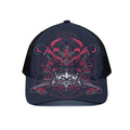 Geometric Samurai Mask Print Black Mesh Trucker Hat