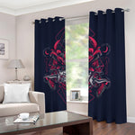 Geometric Samurai Mask Print Blackout Grommet Curtains