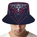 Geometric Samurai Mask Print Bucket Hat