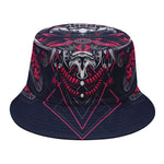 Geometric Samurai Mask Print Bucket Hat