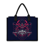 Geometric Samurai Mask Print Canvas Tote Bag