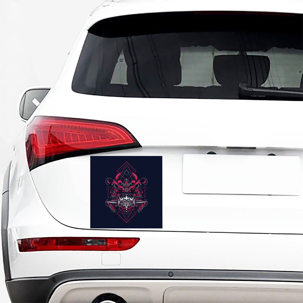 Geometric Samurai Mask Print Car Sticker