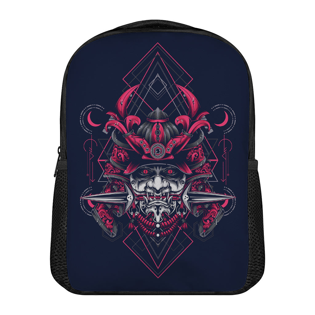 Geometric Samurai Mask Print Casual Backpack