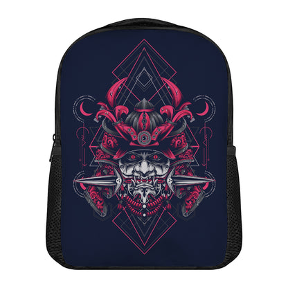 Geometric Samurai Mask Print Casual Backpack