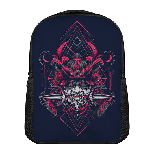 Geometric Samurai Mask Print Casual Backpack