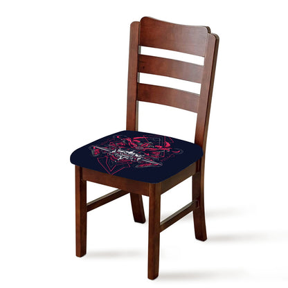 Geometric Samurai Mask Print Chair Cushion Cover