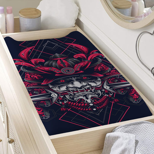 Geometric Samurai Mask Print Changing Pad Cover