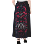 Geometric Samurai Mask Print Chiffon Maxi Skirt