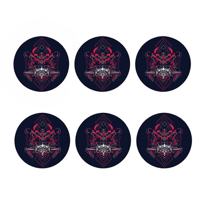 Geometric Samurai Mask Print Coaster Set