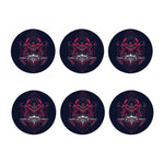 Geometric Samurai Mask Print Coaster Set
