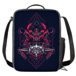 Geometric Samurai Mask Print Crossbody Lunch Bag