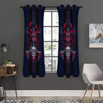 Geometric Samurai Mask Print Curtain