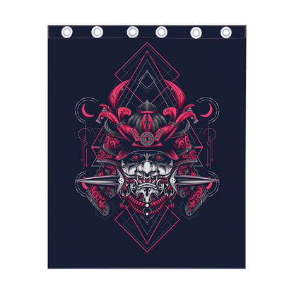 Geometric Samurai Mask Print Curtain