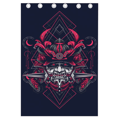 Geometric Samurai Mask Print Curtain
