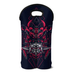 Geometric Samurai Mask Print Double Neoprene Wine Tote