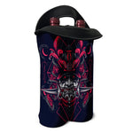 Geometric Samurai Mask Print Double Neoprene Wine Tote