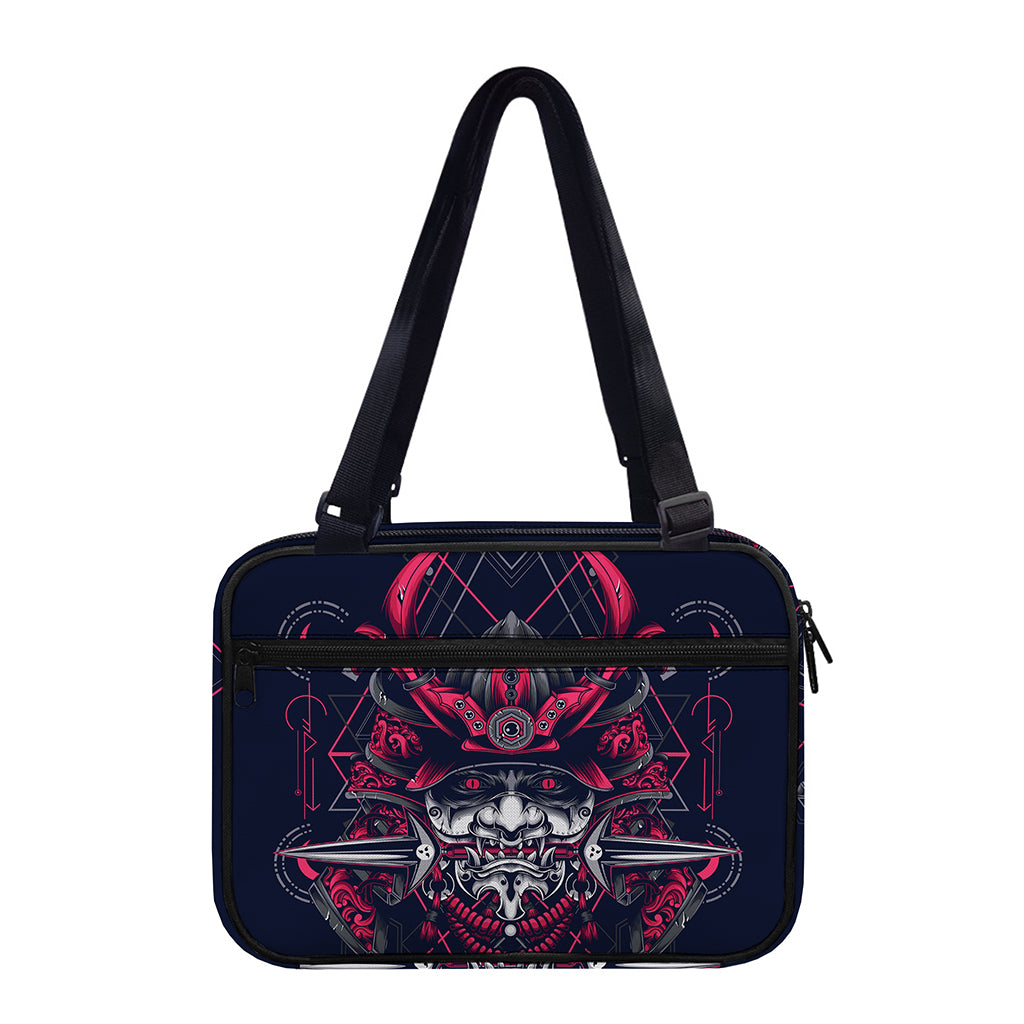 Geometric Samurai Mask Print Double Strap Bible Bag
