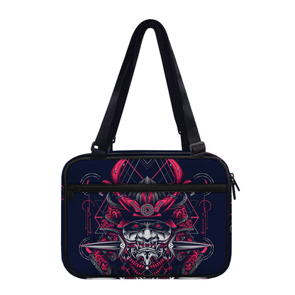 Geometric Samurai Mask Print Double Strap Bible Bag