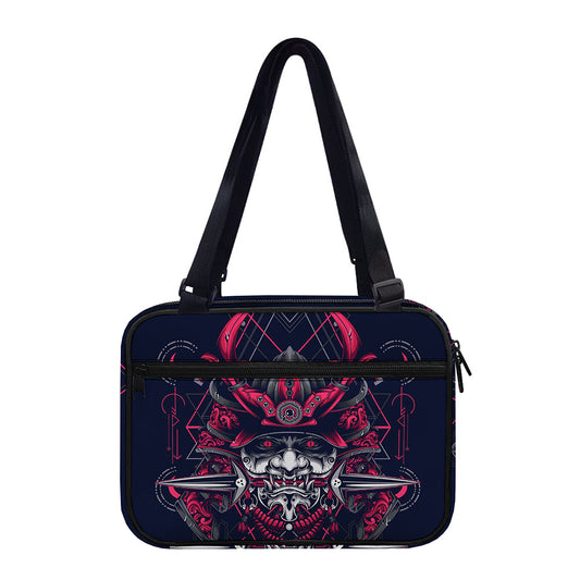 Geometric Samurai Mask Print Double Strap Bible Bag