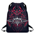 Geometric Samurai Mask Print Drawstring Backpack