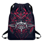 Geometric Samurai Mask Print Drawstring Backpack