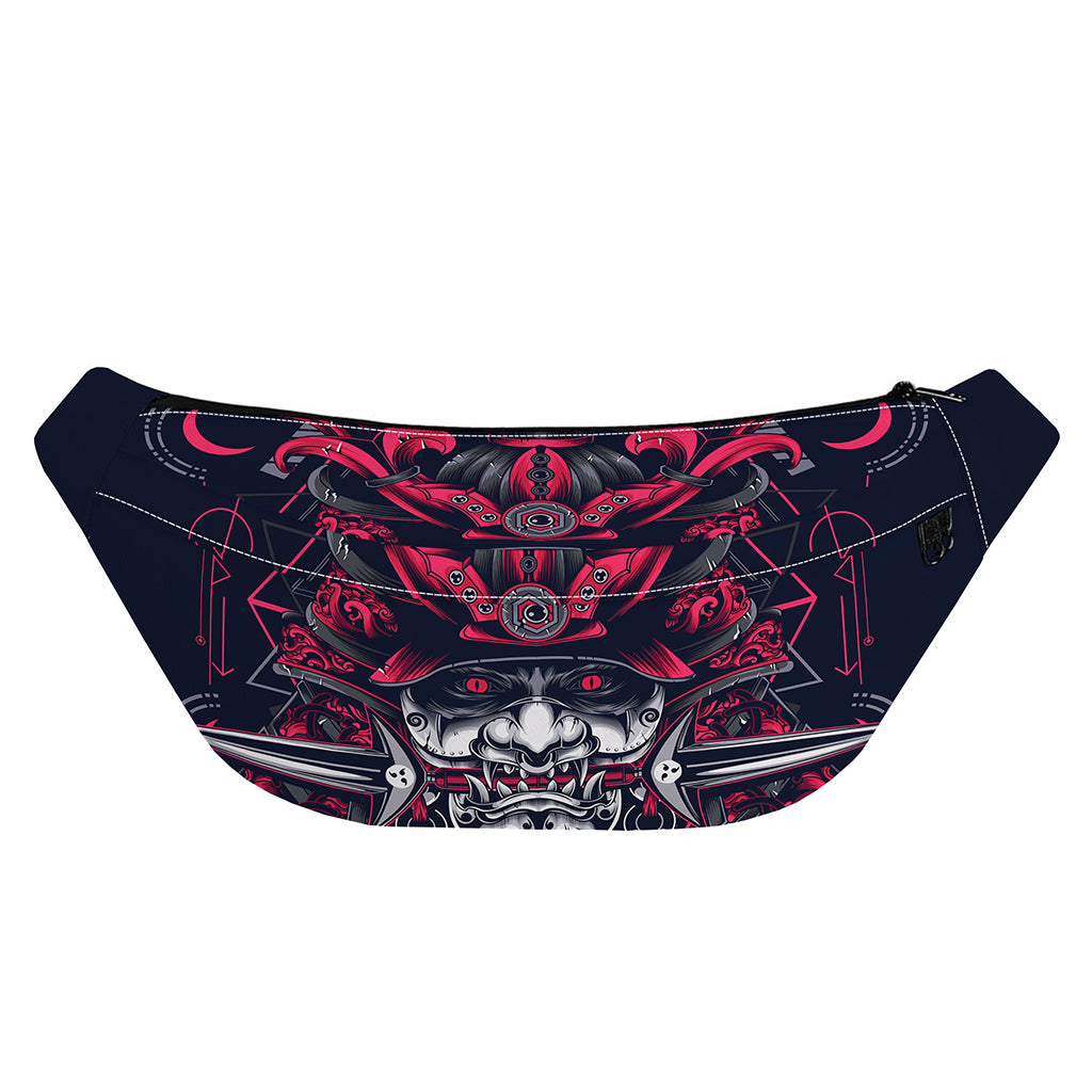Geometric Samurai Mask Print Fanny Pack