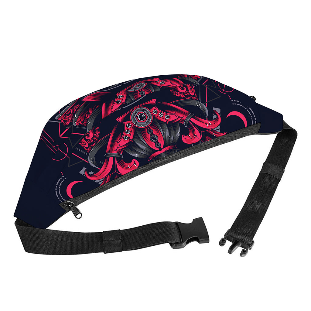 Geometric Samurai Mask Print Fanny Pack