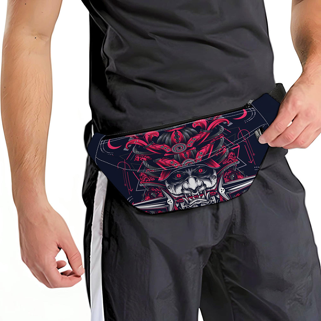 Geometric Samurai Mask Print Fanny Pack