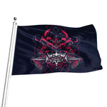 Geometric Samurai Mask Print Flag