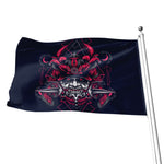 Geometric Samurai Mask Print Flag