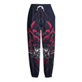 Geometric Samurai Mask Print Fleece Lined Knit Pants
