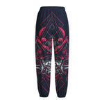 Geometric Samurai Mask Print Fleece Lined Knit Pants